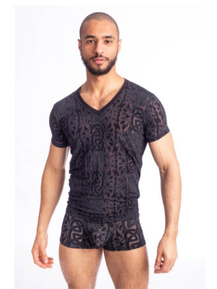 Feline Men's Viscose Fabric Casual Sleepwear Set